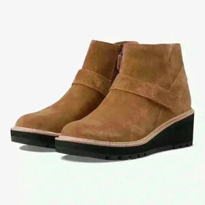 Eileen Fisher New‎ Cargo Cognac Suede Ankle Boots Size 7 & 9.5